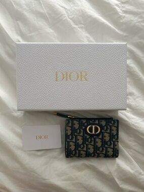 Dior CD Oblique Bifold Wallet in Navy and Beige